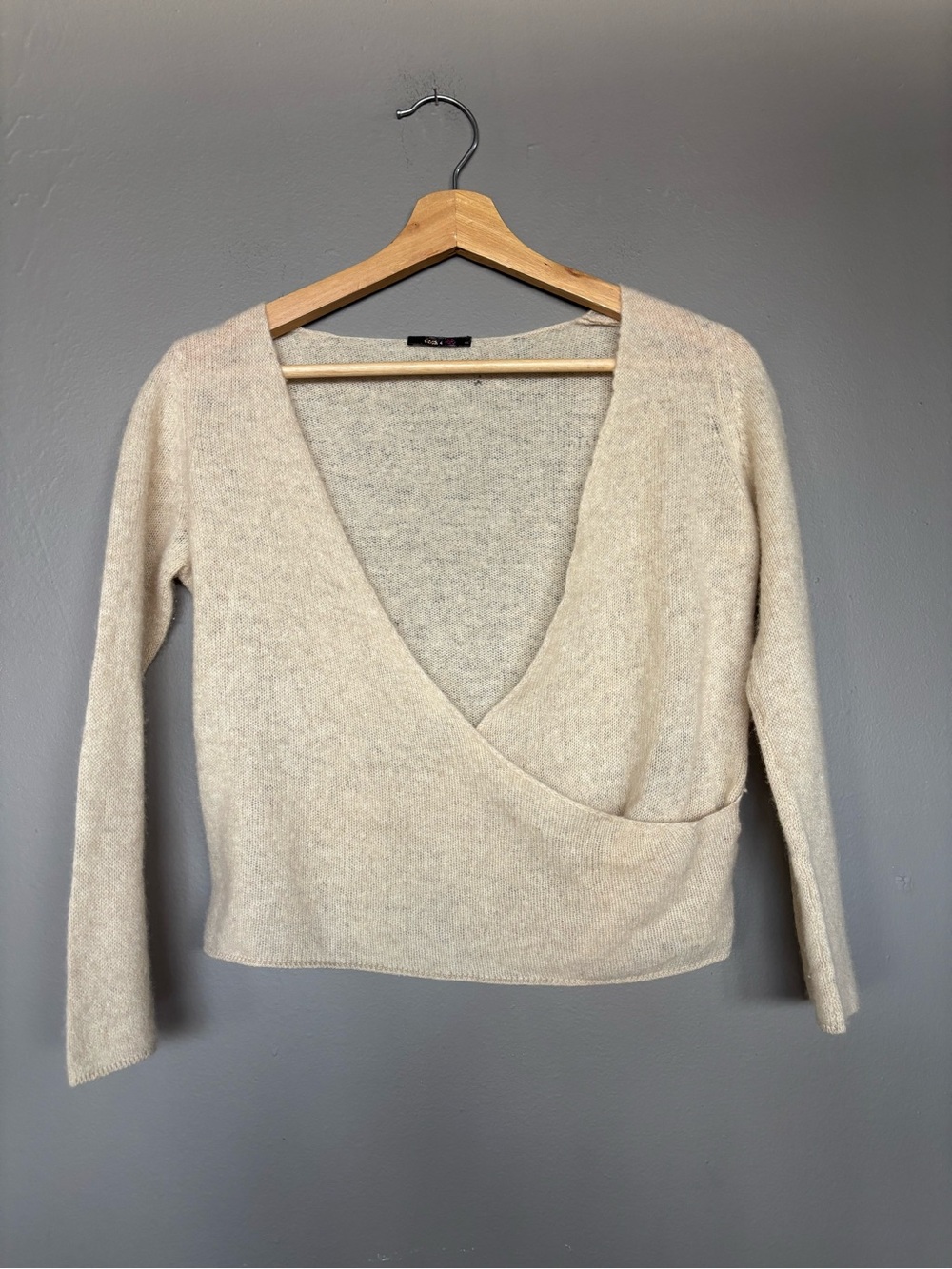 Dosa Beige Wrap-Front Women's Sweater